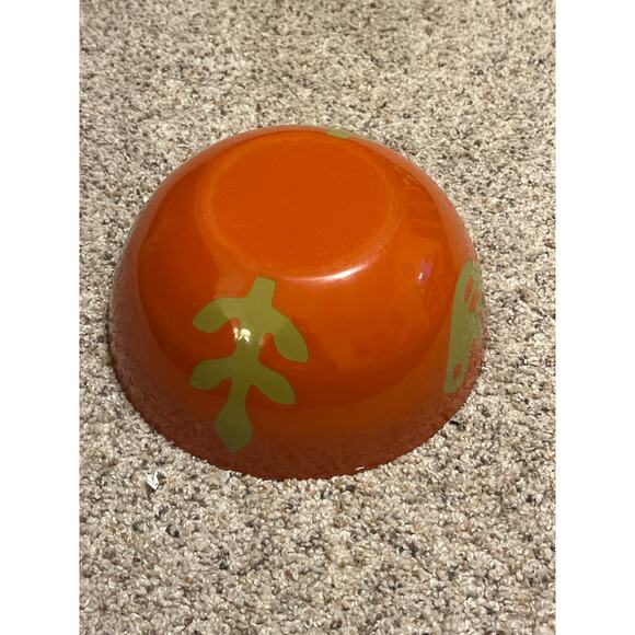 "Vintage MCM Hanova of Pasadena Enamelware Bowl Orange Chartreuse Green 8" RARE - Picture 6 of 15